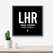 Listing image for Personalised London Heathrow Airport code print - Any Airport/Location,