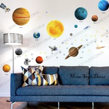 Listing image for Solar System Wall Stickers Space Planets Kids Education Decor Mural Art Decal UK