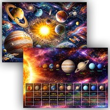 Listing image for Solar System Poster Set of 2 -Kids Educational Planets Chart & Space Wall Art A3