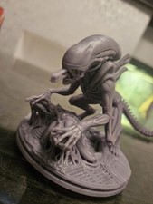 Listing image for Alien Xenomorph Grey Plastic Figurine Model on Round Base Sci-Fi Theme